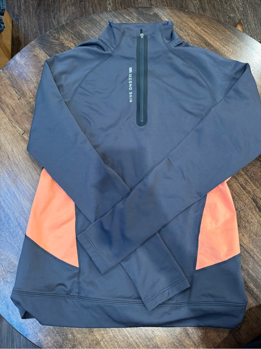Second Skin Overalls Navy and Coral Quarter-Zip Rash Guard